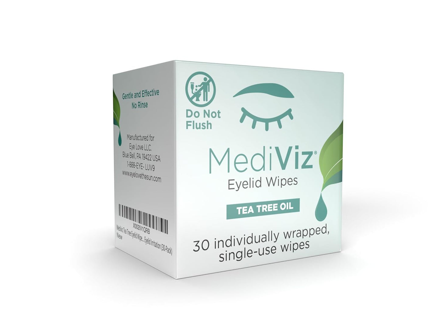 Tea Tree Eyelid Cleanser Wipes – 30 Single-Use Towelettes – Eyelash & Eyelid Wipes for Soothing Dry Eye Irritation, Demodex Removal & More